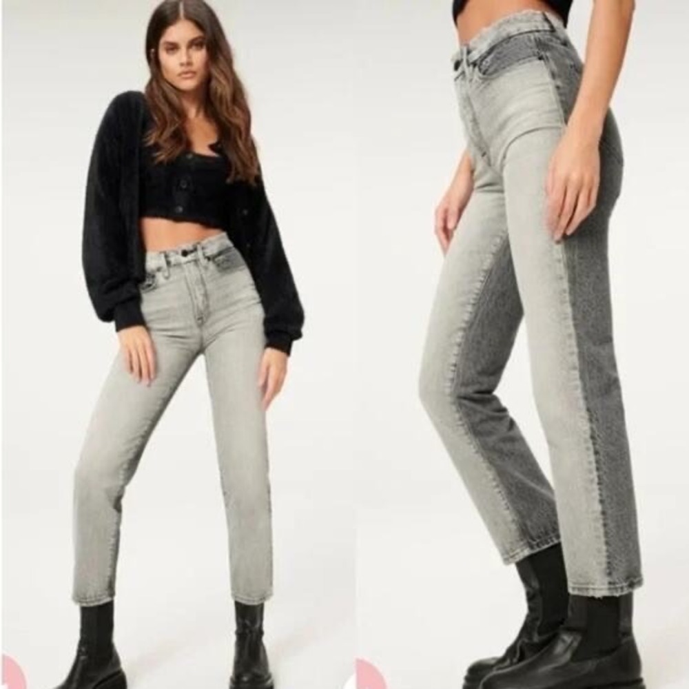 GOOD AMERICAN Vintage Two-Tone Straight Leg Jeans Women's Size 6 W28 $189